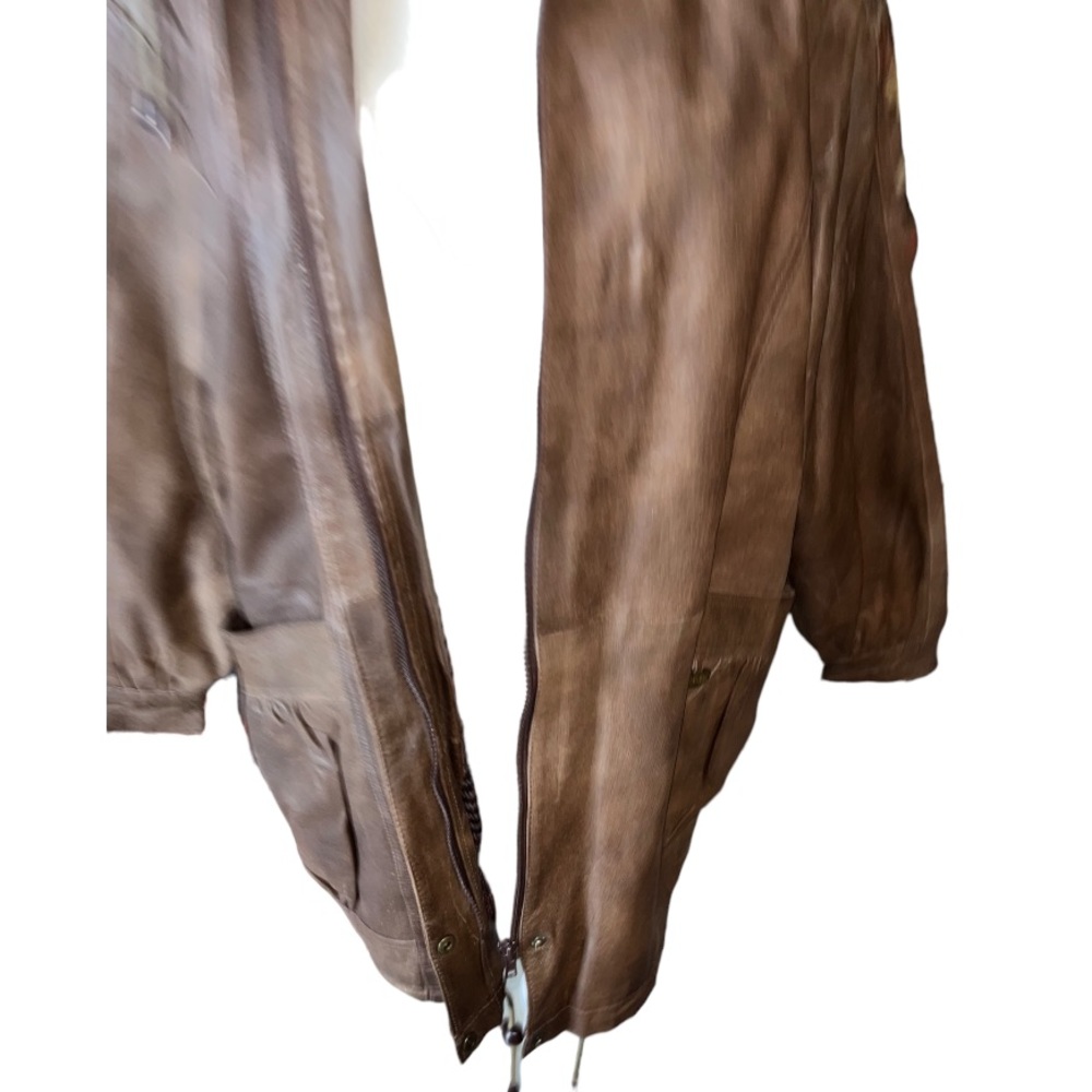 Wild Cats Pelsnoer Denmark Women Brown Leather Plaid Lining Hooded Jacket Coat L - Picture 11 of 16